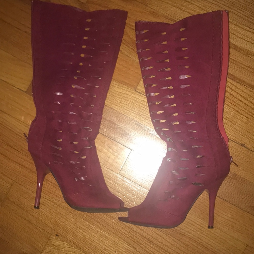 Burgundy suede heels